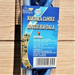 Havdalová svíce Menora 260 mm modro-bílá, KOSHER