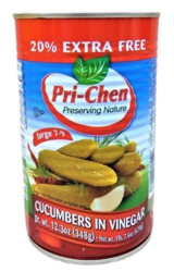 Okurky sterilizované Pri-Chen 670g 7-9cm ve sladkokyselém nálevu KOSHER le PESACH, PARVE