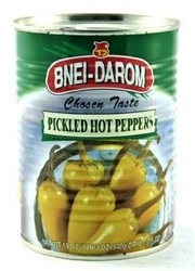 Papričky Bnei-Darom zelené nakládané celé 540g pikantní (silně pálivé) KOSHER, KOSHER LE-PESACH