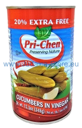 Okurky sterilizované Pri-Chen 670g 7-9cm ve sladkokyselém nálevu KOSHER le PESACH, PARVE
